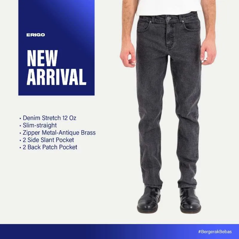 Erigo Denim Pants Eden Medium Black - Celana Panjang Denim Unisex